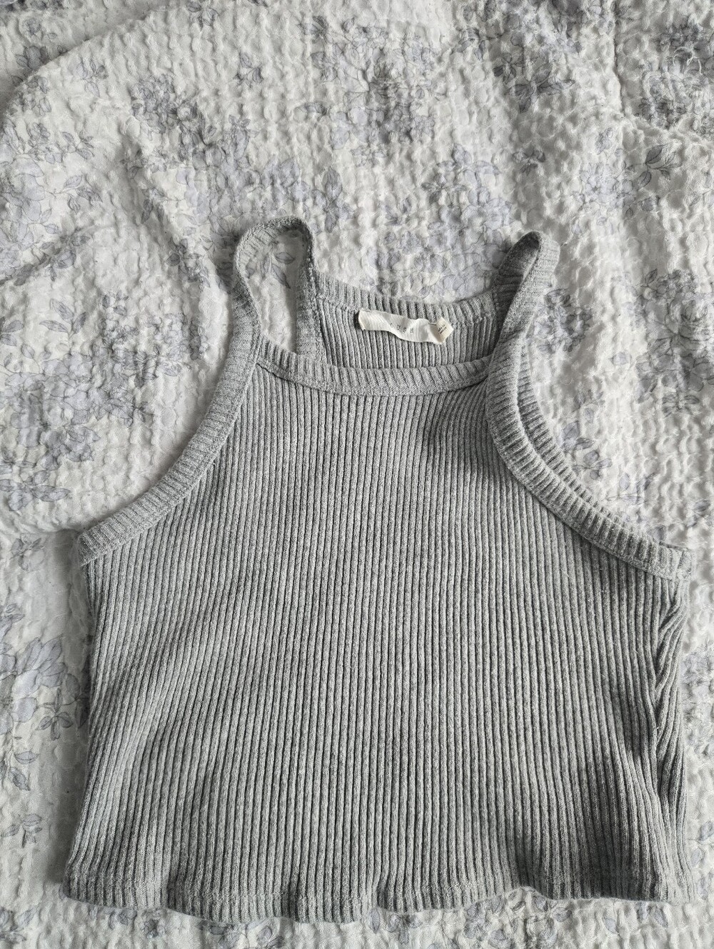 Lush Heather Gray Ribbed Cropped Tank
